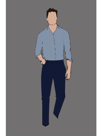 Uniform Shirt Male Blue/White Stripe (Front Desk & Concierge)